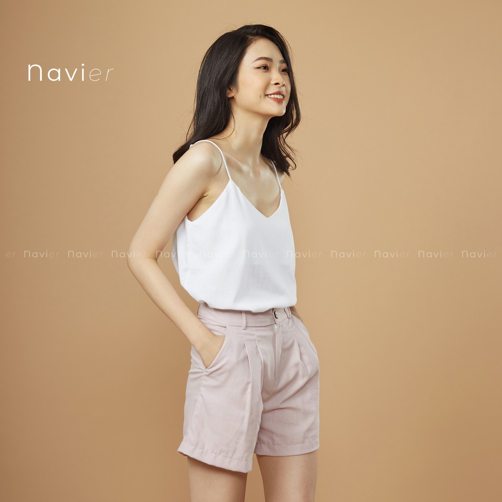 QUẦN SHORT NỮ LƯNG CAO - QUẦN SOOC ỐNG RỘNG NHIỀU MÀU VẢI ĐŨI LINEN SH01 NAVIER | BigBuy360 - bigbuy360.vn