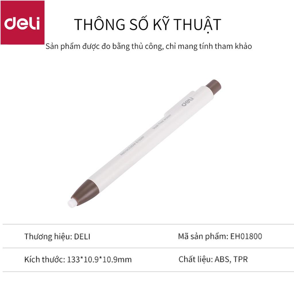 Tẩy chì 2B dạng bút bấm Deli - có bán lõi thay - Thân màu trắng nâu - EH01800/EH01912 [Deli]