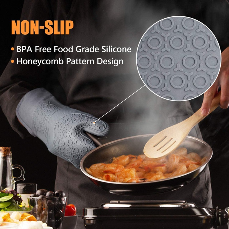 Bộ 2 Găng Tay Silicone Chịu Nhiệt Chống Trượt 500 F