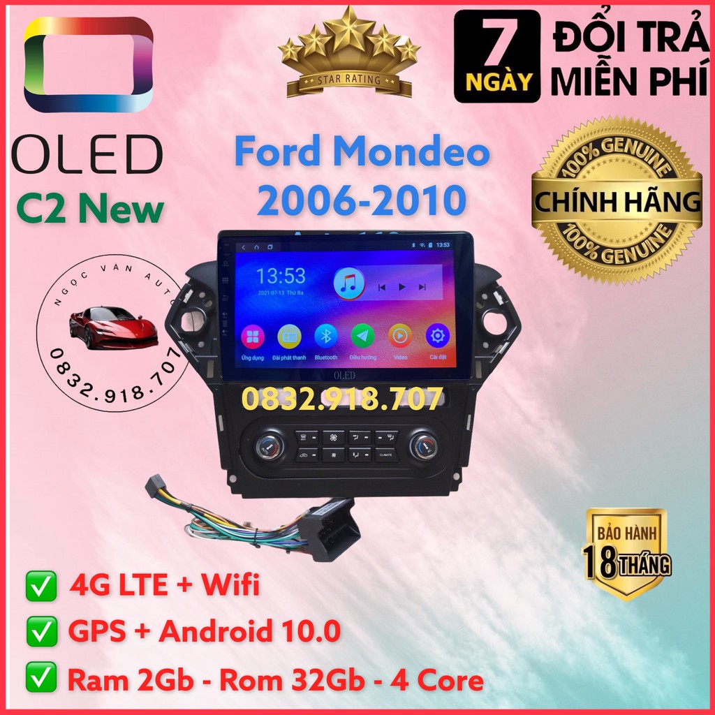 Màn Hình Android OLED C2 Theo Xe Ford Mondeo 2009 - 2012, 9 inch kèm dưỡng và canbus + jack nguồn zin