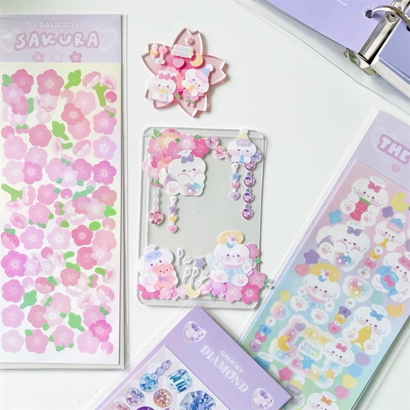 Sticker sakura,puppy_hình dán trang trí top