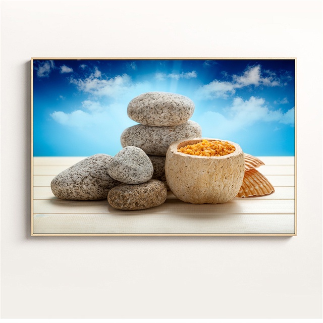 Tranh Vải Bạt Treo Tường In Hình Hoa Phong Lan / Nến Đá Spa Hiện Đại Trang Trí Nhà Cửa / Phòng Tắm