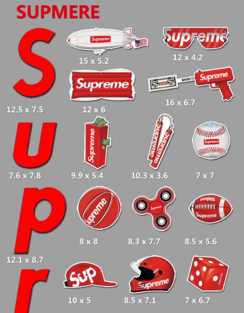 Bộ 36 hình dán Supreme loại lớn