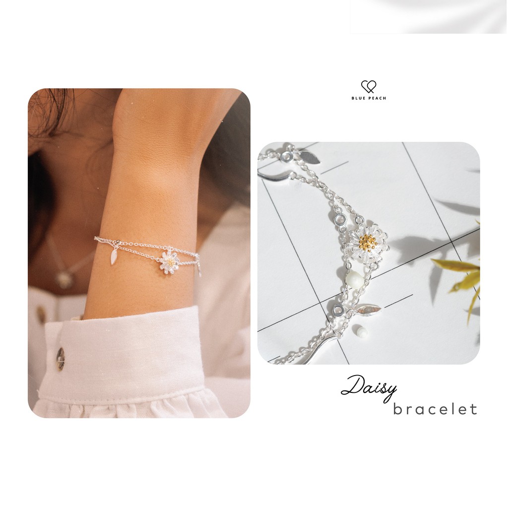 Lắc Tay Bạc Blue Peach Daisy Tini LT509