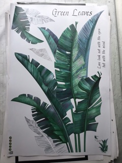 Decal chùm lá vẽ phong cách mới
