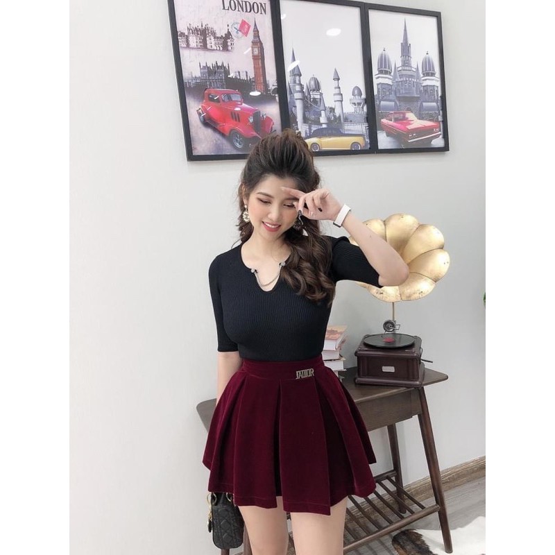 CHÂN VÁY NHUNG XẾP LY TO MS14529