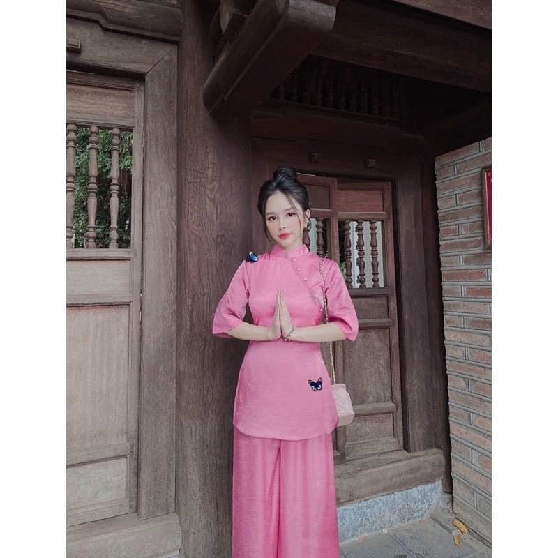 bộ lam bướm cột eo - lụa cao cấp