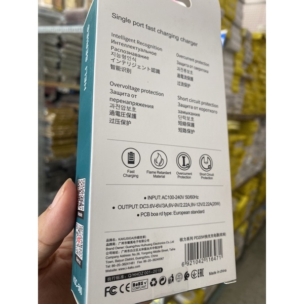 Củ Sạc Nhanh PD 20W -3.0A Chính hãng KAKU Cho iPhone -Type C mã KSC -500