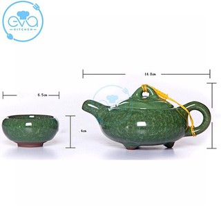Bộ Ấm 6 Chén Trà Men Ngọc Bích Hình Cá 3D
