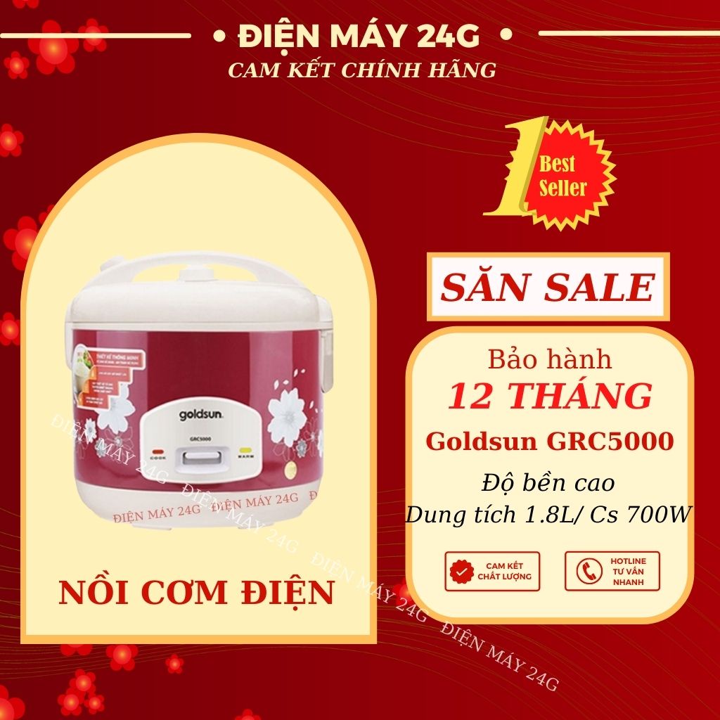 Nồi Cơm điện GOLDSUN 1.8L nồi cơm mini nắp gài phủ lớp chống dính cao cấp hàng chính hãng bảo hành 12 tháng