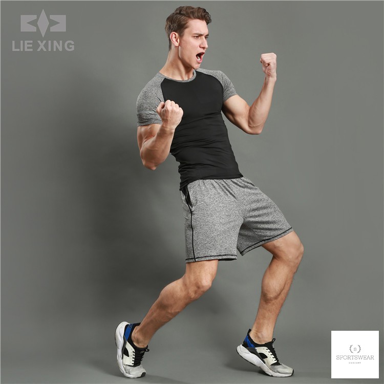 Quần gym thể thao nam short trơn Lie Xing Sportswear Concept thoải mái khô thoáng và thời trang nam tính