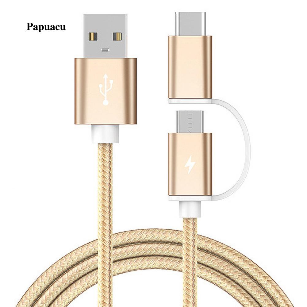 timikar.vn   2 in 1 Nylon Braided Micro USB Type C Charging Cable Data Syncfor Android