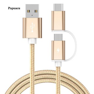 Timikar.vn 2 in 1 Nylon Braided Micro USB Type C Charging Cable Data Syncfor Android