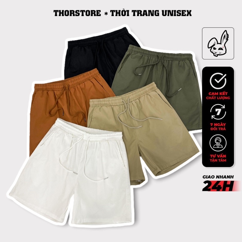 Short kaki nam nữ,thiết kế trơn 4 màu