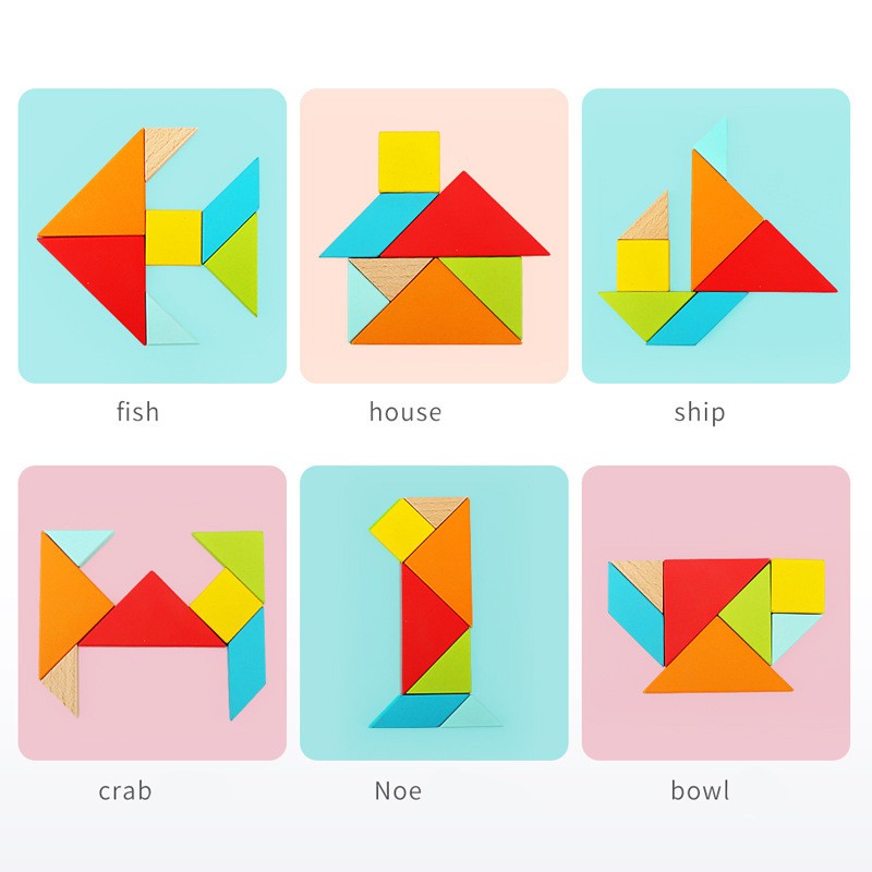 Đồ chơi ghép hình gỗ thông minh Tangram size lớn cho bé