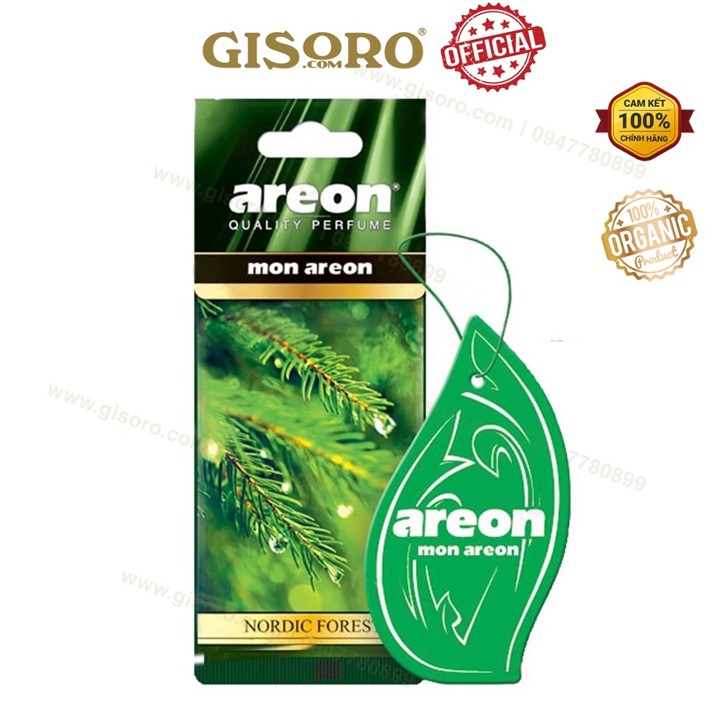 (Hương rừng lá thông) Lá Thơm Treo Xe Ô Tô AREON NODRIC FOREST Nhập Khẩu Bulgaria Khử mùi hôi xe,thơm phòng hiệu quả