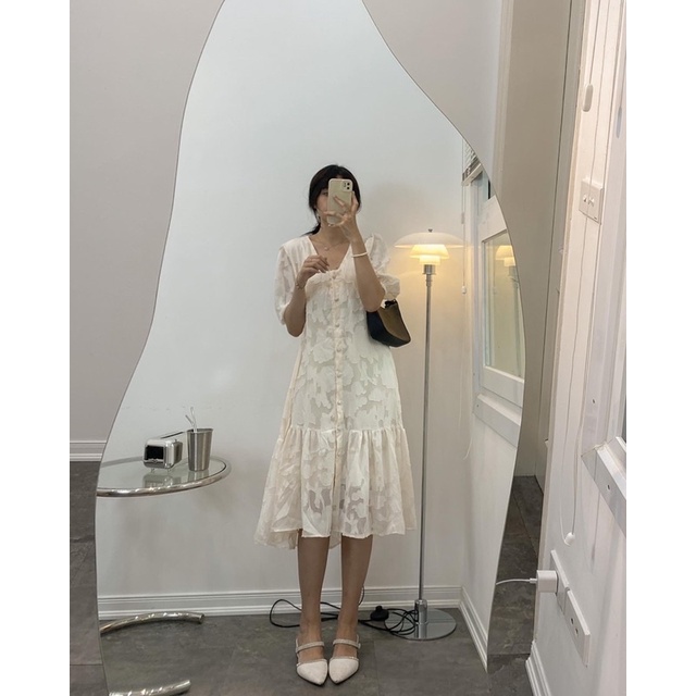 Váy suông cộc tay dáng xòe họa tiết nổi V678 SUSTORE