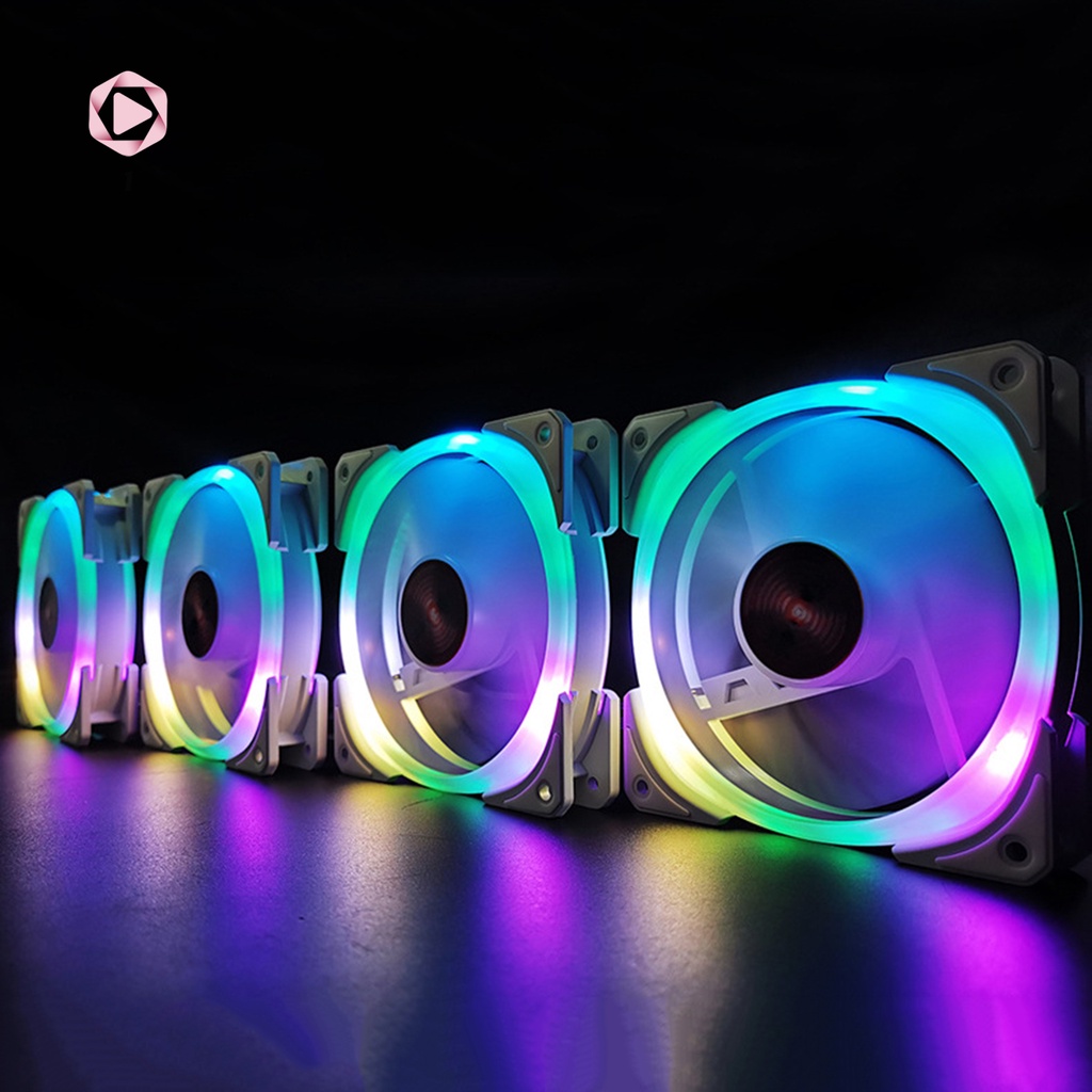 Quạt tản nhiệt máy tính COOLMOON SHUANGJIAO 1 hai mặt đèn RGB điều khiển từ xa 12cm 16 triệu màu cho nhà/văn phòng/bar