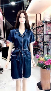 ĐẦM PIJAMA LỤA PHỐI REN