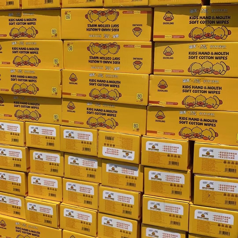 Hộp 10 gói giấy ướt vịt vàng G-DU.CK không mùi cho bé mềm mại dịu nhẹ kháng khuẩn Miibooshi D1.133
