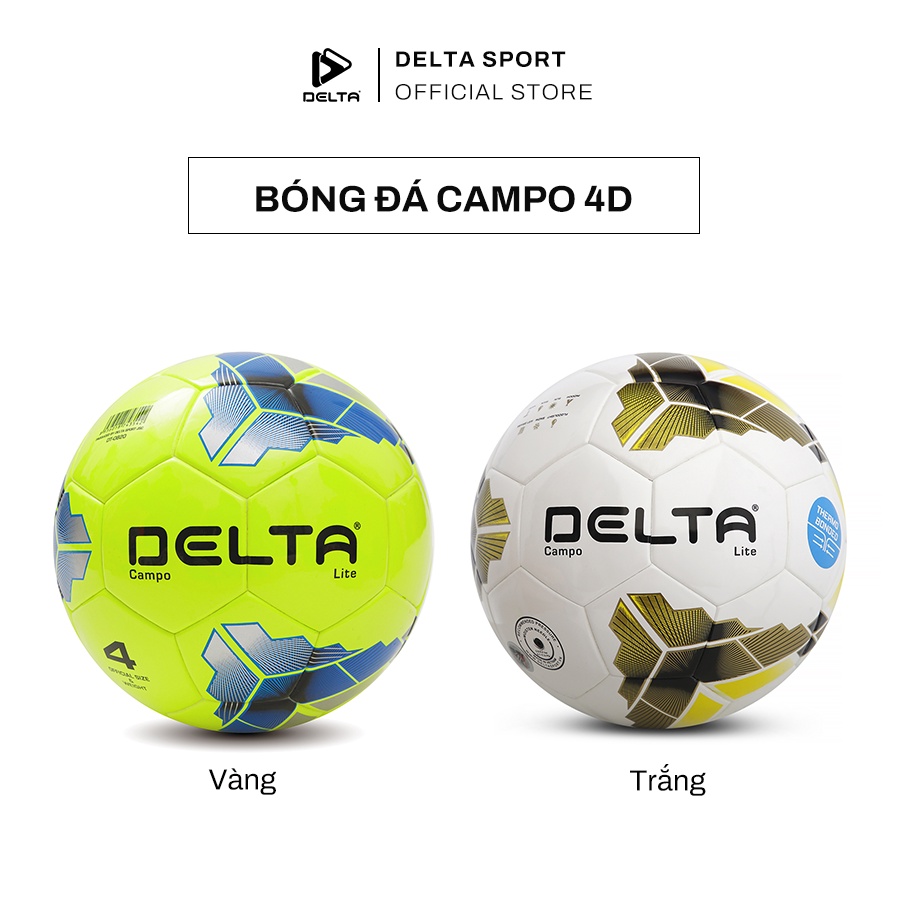 Bóng đá ngoài trời DELTA Campo Lite 4D size 4 chất liệu da PU sử dụng cho 9-12 tuổi trở lên, chơi trên nhiều loại sân.