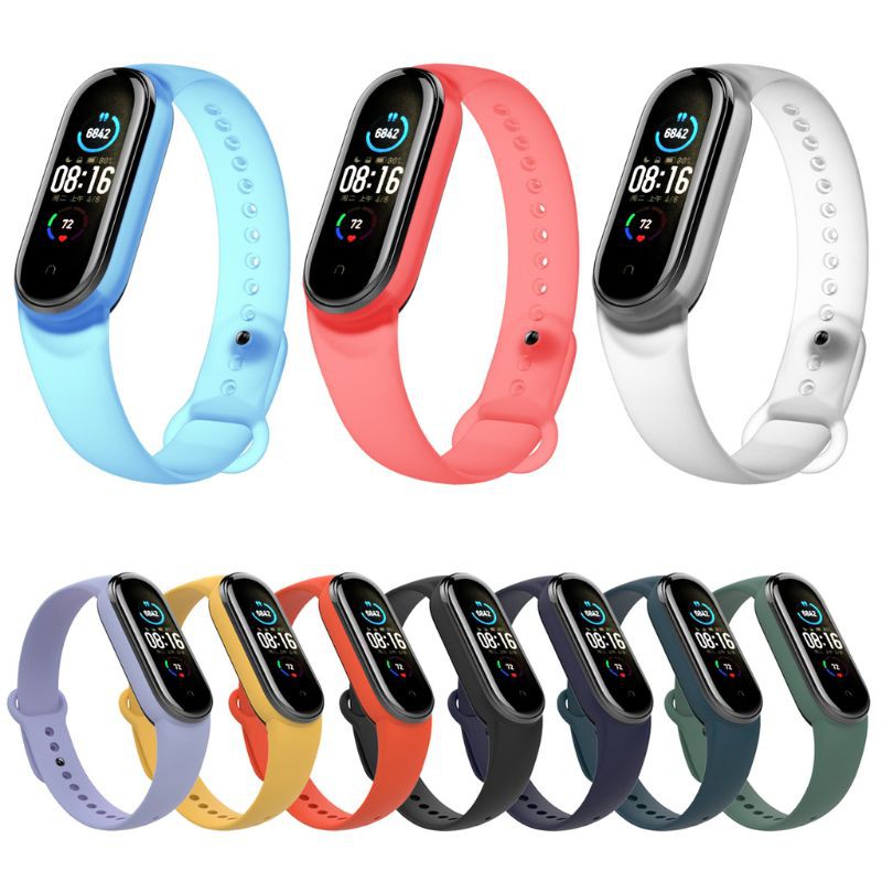 Dây Đeo Thay Thế Chất Liệu Silicon Màu Trơn Cho Xiaomi Mi Band 5