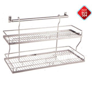 Kệ chén 2 tầng treo đa năng, inox304, dẽ dàng tháo lắp, bảo hành 05 năm