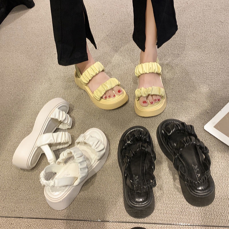 Jiashucheng Hàng Có Sẵn Giày Sandal Đế Dày Phong Cách Retro Thời Trang Mùa Hè Đơn Giản Dành Cho Nữ Sinh Bán Chạy Nhất