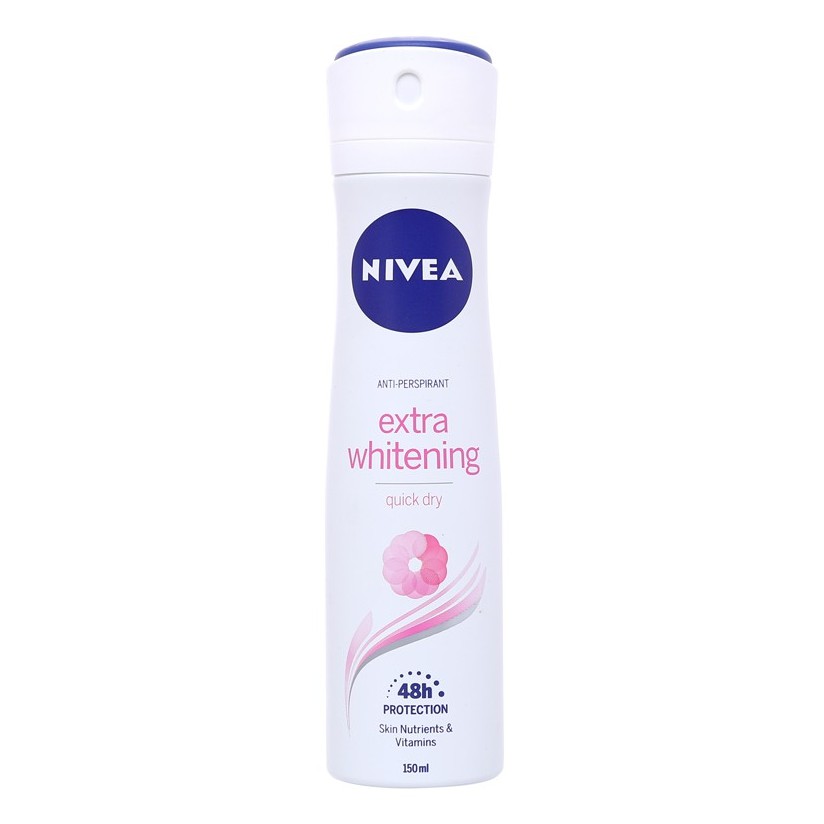 Xịt ngăn mùi Nivea Extra Whitening trắng mịn mờ vết thâm 150ml