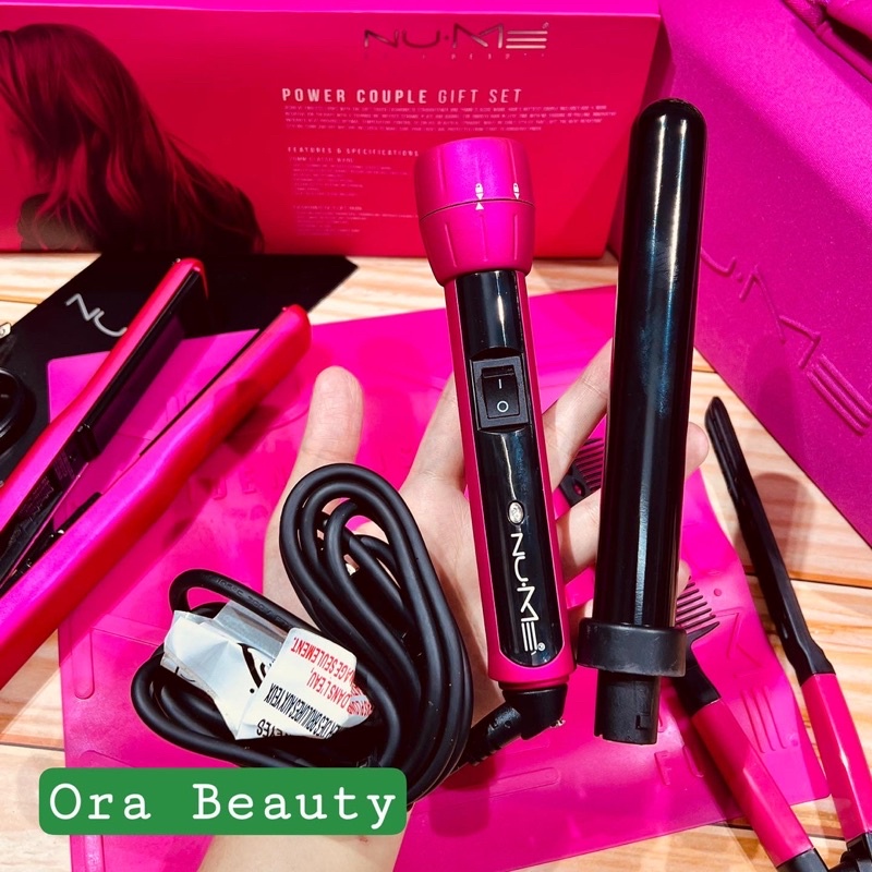 Bộ dụng cụ tạo kiểu tóc NuMe - Power Couple Hair Straightener and Curling Wand Set - Pink