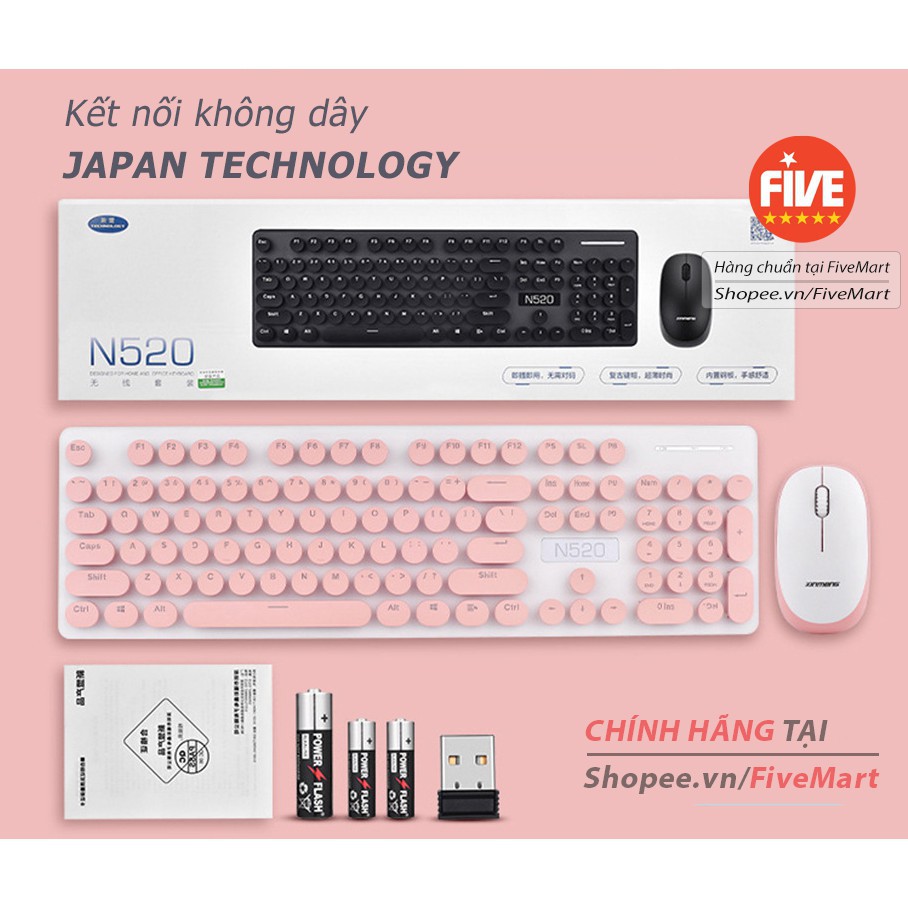 COMBO Bàn Phím Và Chuột Không Dây N520 Cao Cấp Siêu Đẹp [Đổi 1 Trong 14 Ngày - Bảo Hành 1 Năm]