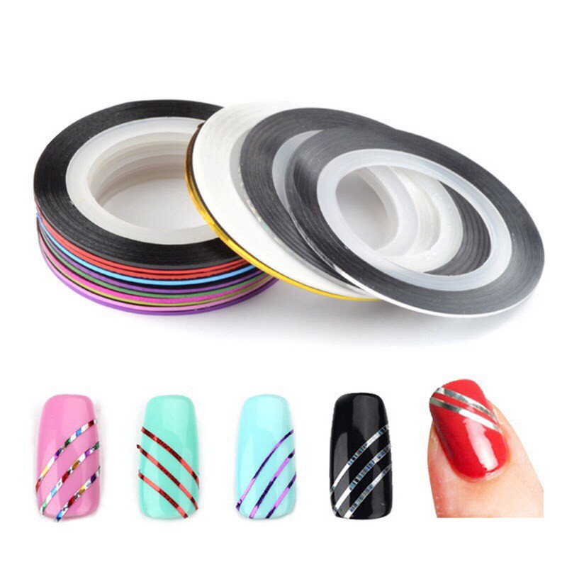 Sợi decal dán móng nghệ thuật 30 màu lấp lánh nhũ đẹp nail art