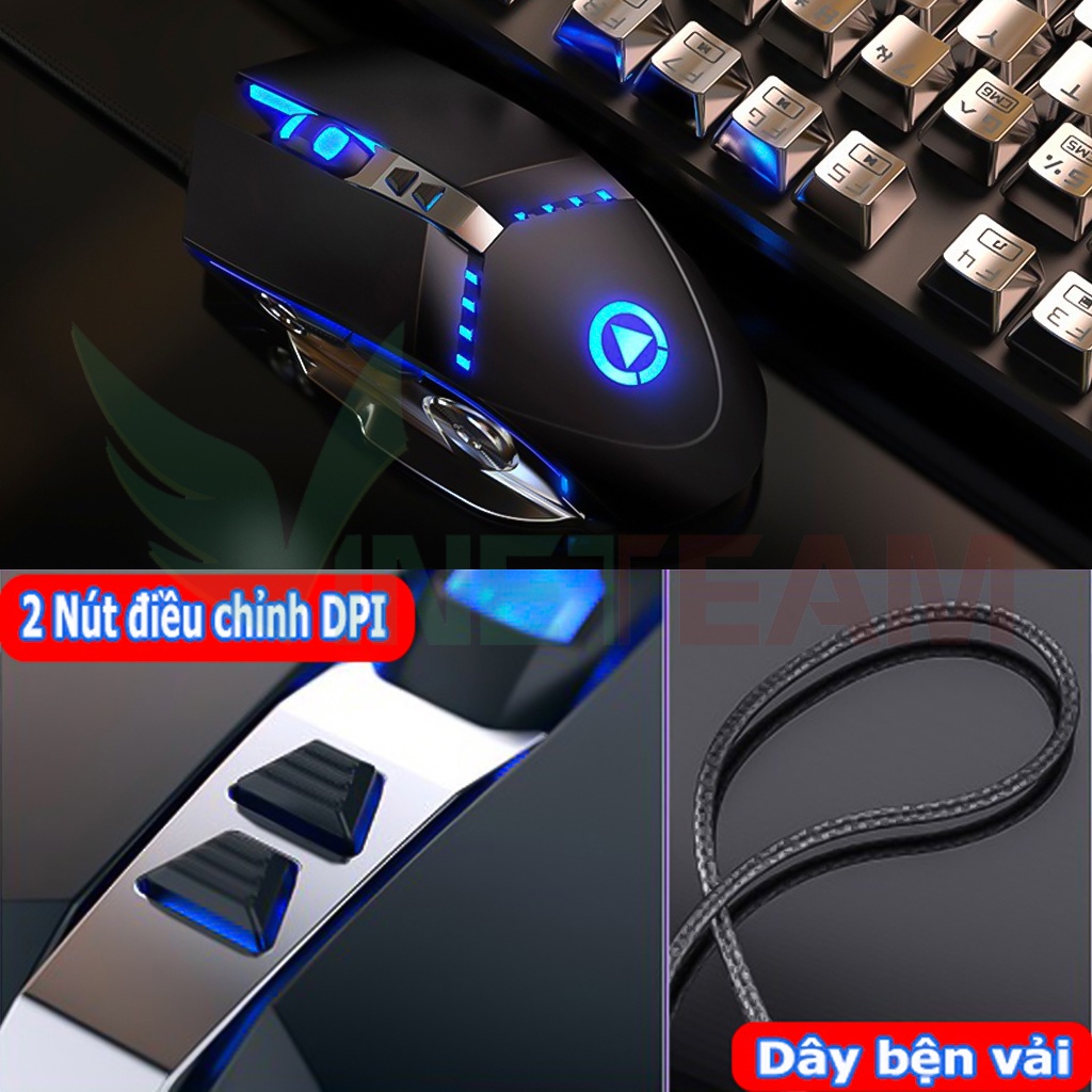 Chuột gaming có dây Vinetteam G3-PRO 3200 DPI có nút tăng giảm độ phân giải và với hiệu ứng LED 7 màu -4728