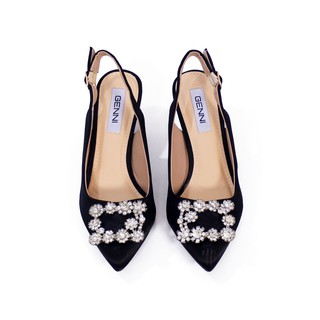 Giày slingback lụa đính đá 4p GE435 - Genni