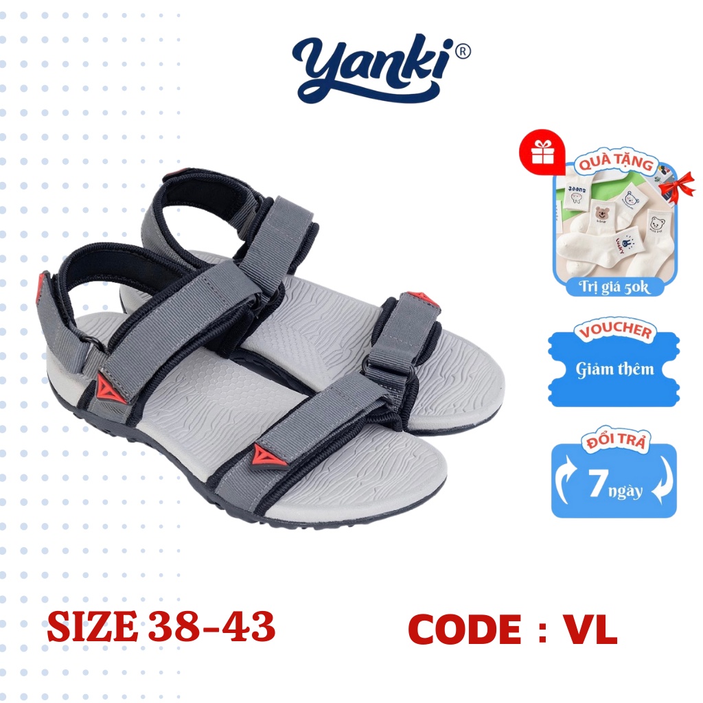 [Có bảo hành] Giày Sandal Nam Nữ YANKI Kiểu Dáng Thời Trang (Xám) - VL03