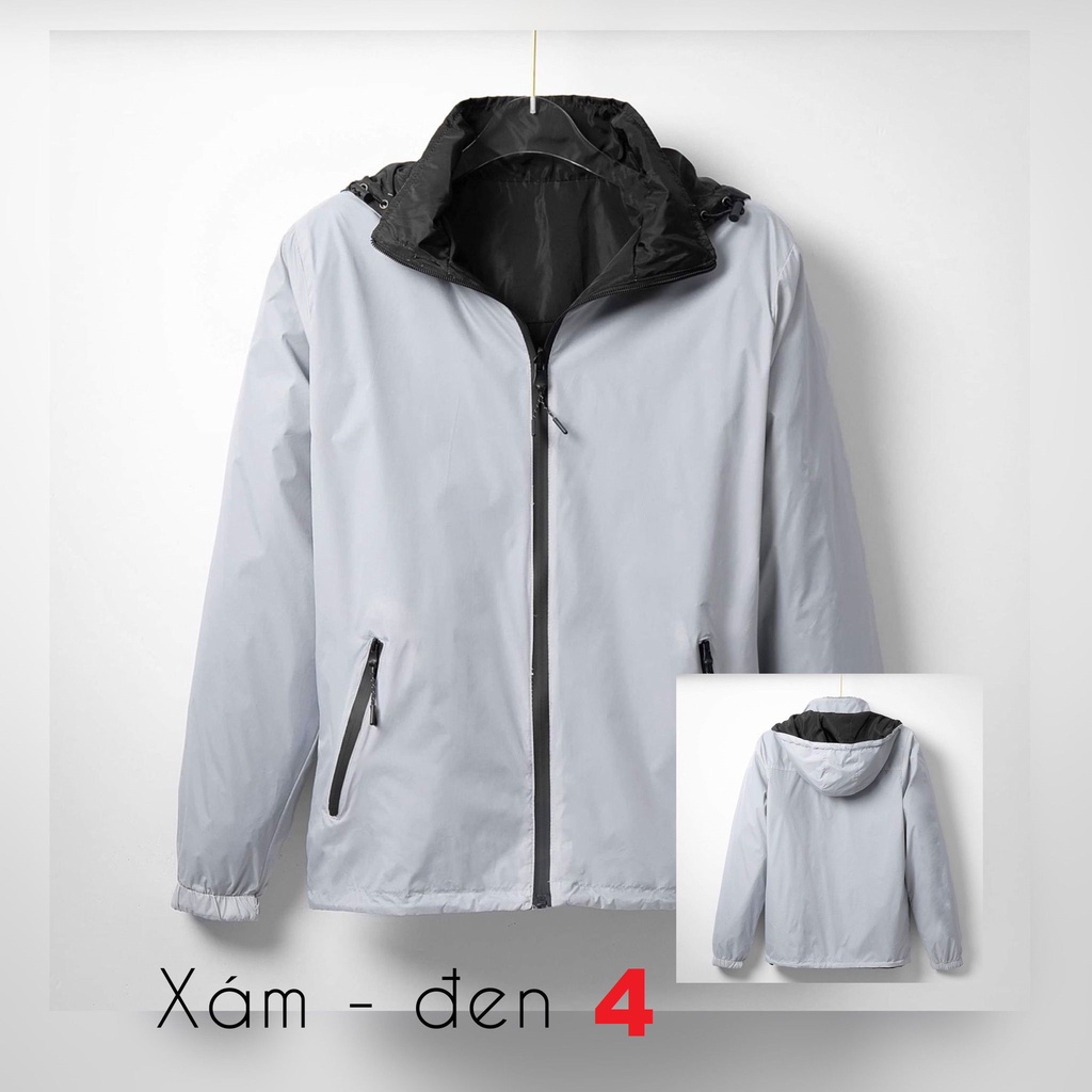 Áo gió Nam Nữ cao cấp ,áo khoác 2 mặt, mũ tháo rời,chống nước,chống bụi