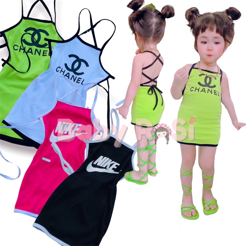 Váy body buột dây lưng thương hiệu cho bé