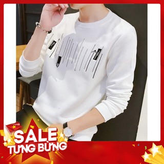 ( SALE GIÁ SỐC) Áo thun nam tay dà trắng thêu mũi tên thoáng mát, mềm mịn, co giãn tốt