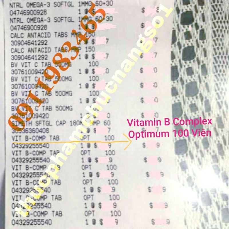 Super B Complex Optimum 100 Viên Hàng Mỹ Vitamin B Tổng Hợp Cam Kết Chính Hãng