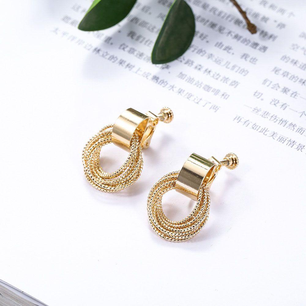 Bông Tai Hình Tròn Bằng Kim Loại Thời Trang Dành Cho Nữ