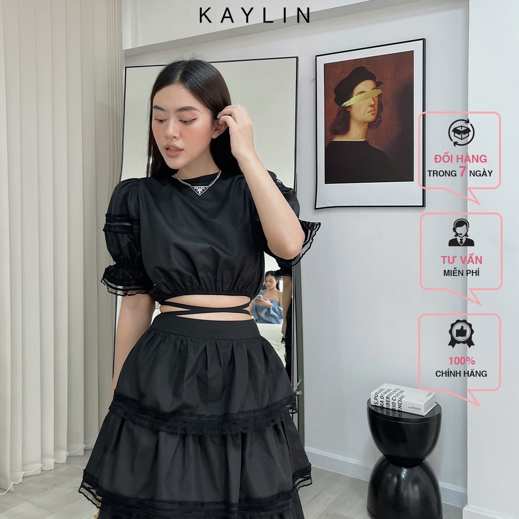 Set chân váy tầng áo croptop N1791 - KAYLIN