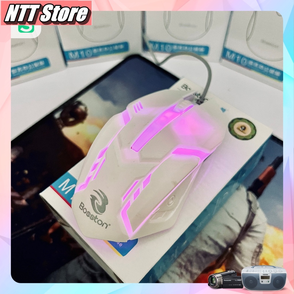 Chuột Gaming Siêu Bền Bosston M10 -Chuột Chơi Game Có Dây 1200 Dpi Kèm Đèn Led nền siêu chất