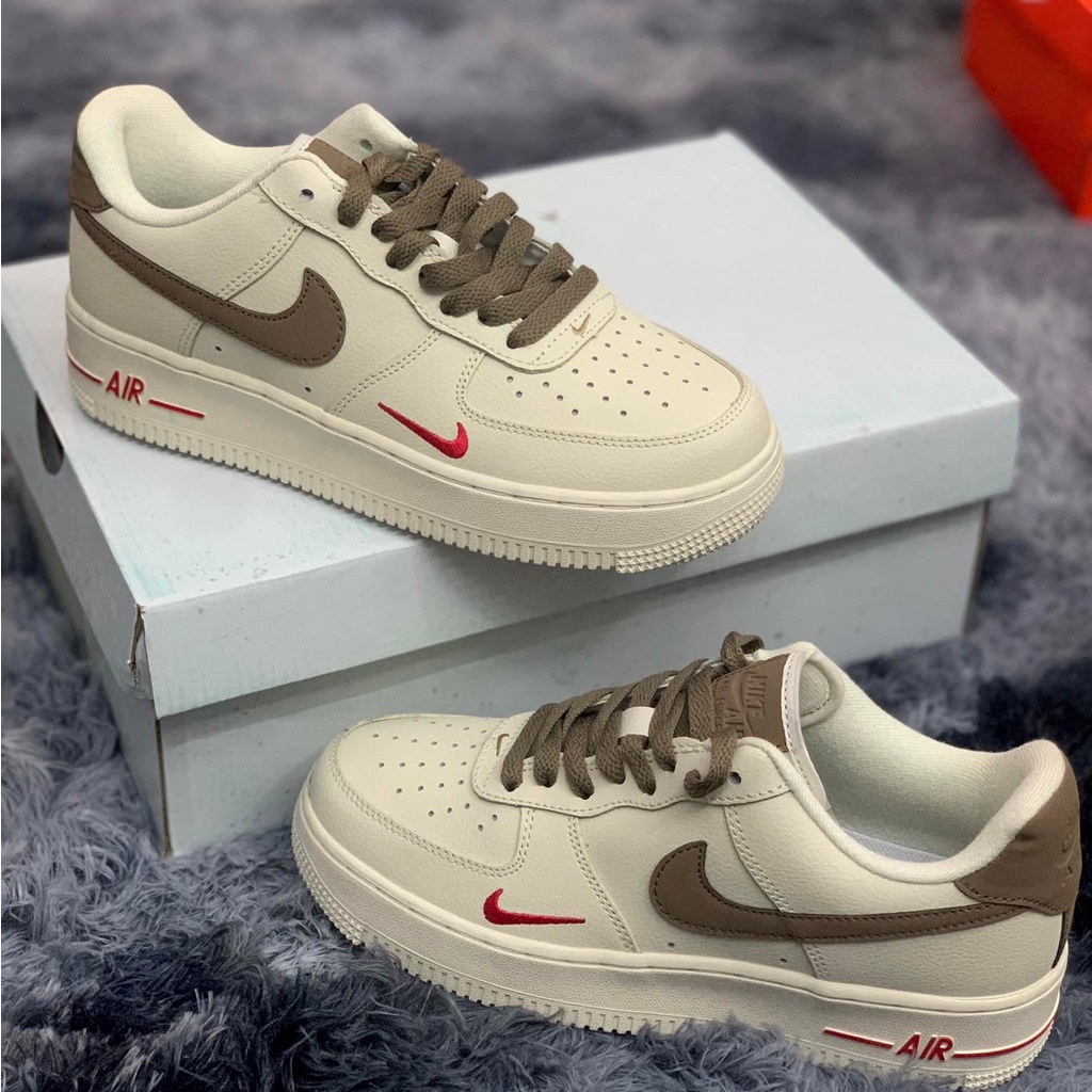 Giày thể thao AF1 vệt nâu, Giày sneaker air force 1 màu be vệt nâu nam nữ cực chất dễ phối đồ 2022