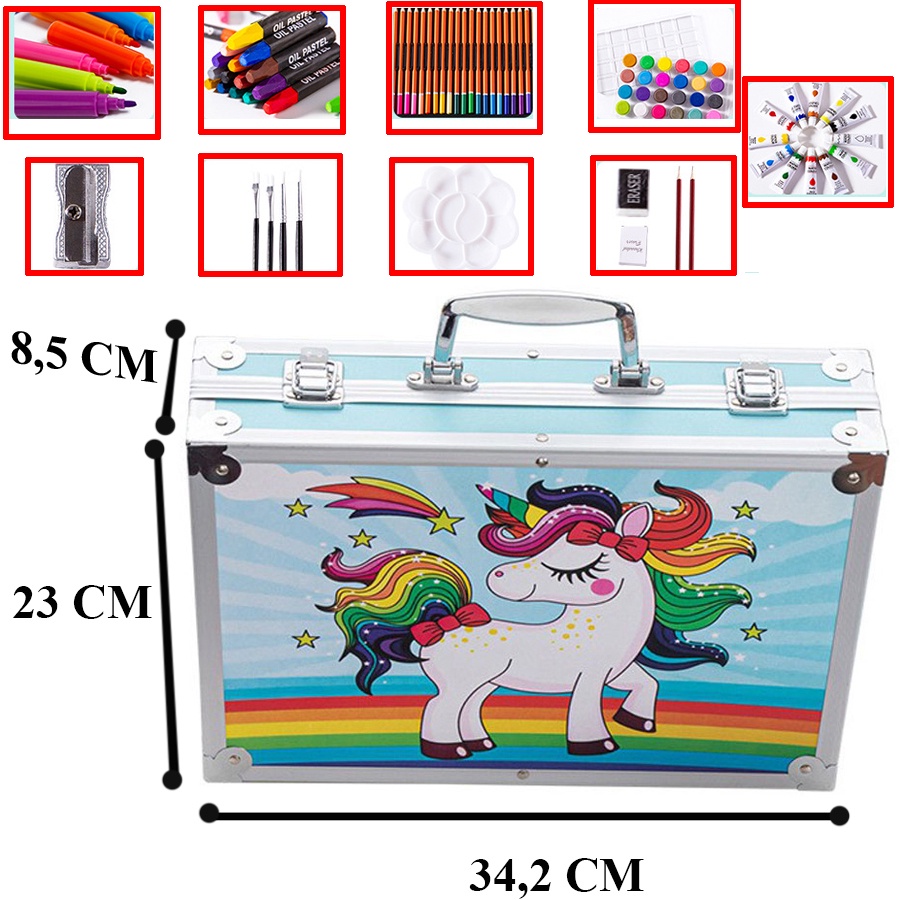 Hộp bút màu đa năng 145 chi tiết giúp bé học vẽ hiệu quả, hộp màu vẽ đa năng