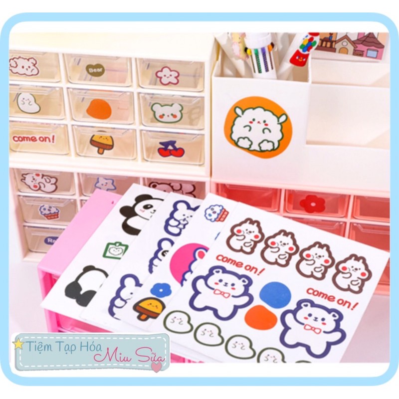 Tấm Sticker gấu thỏ trang trí tủ/khay nhựa để bàn học - MiuSua