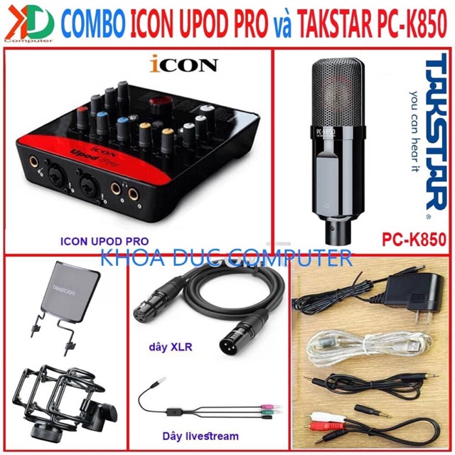 Combo bộ hát thu âm cao cấp Icon Upod Pro với micro Takstar PC-K850 chính hãng chuyên thu âm, hát ka