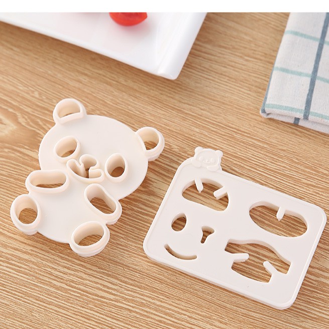 Bộ khuôn bento ép cơm, bánh mì hình gấu trúc panda