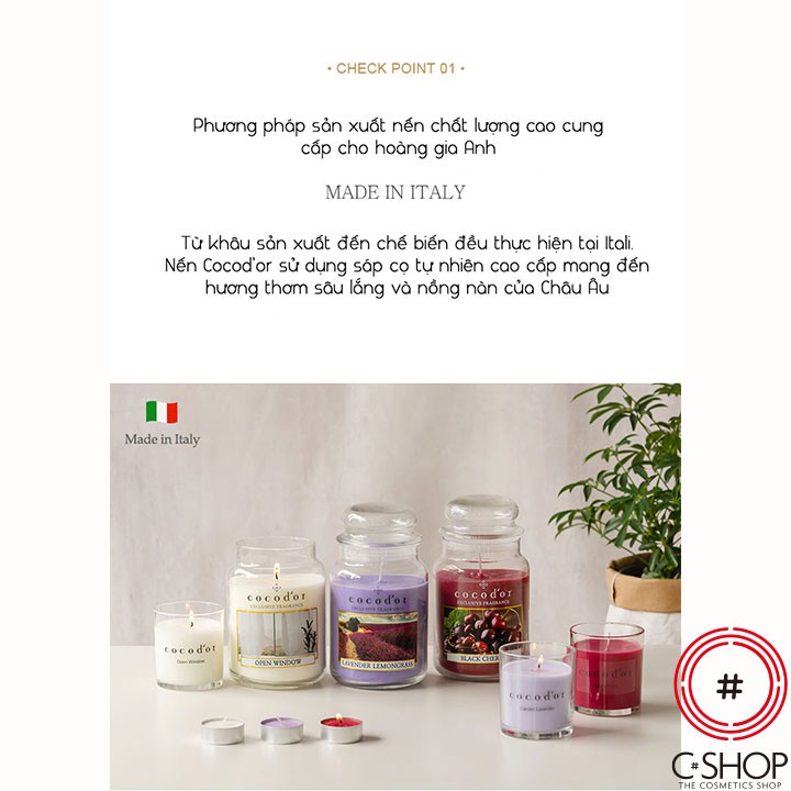 Nến Thơm Cao Cấp Hương Hoa Của Ý COCOD'OR Exclusive Fragrance Candle_Mỹ Phẩm Hàn Quốc chính hãng