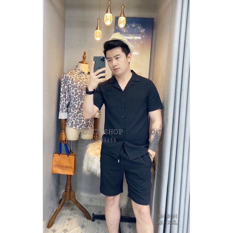 Đồ bộ đũi nam cổ vest . Bộ đũi nam thời trang 5 màu . TUSUMO | BigBuy360 - bigbuy360.vn