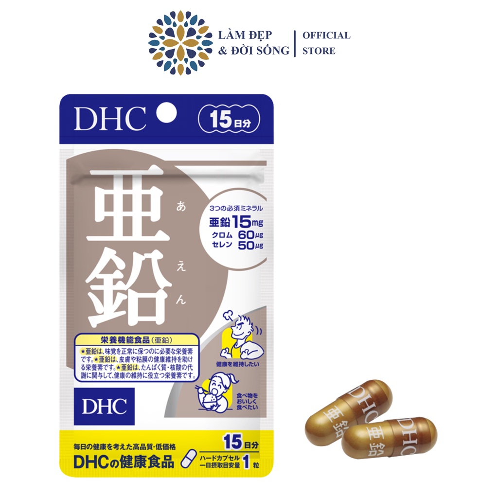 Viên uống Bổ sung Kẽm ngừa mụn, hỗ trợ tăng cường đề kháng DHC Zinc 15 ngày (15 viên/ gói)